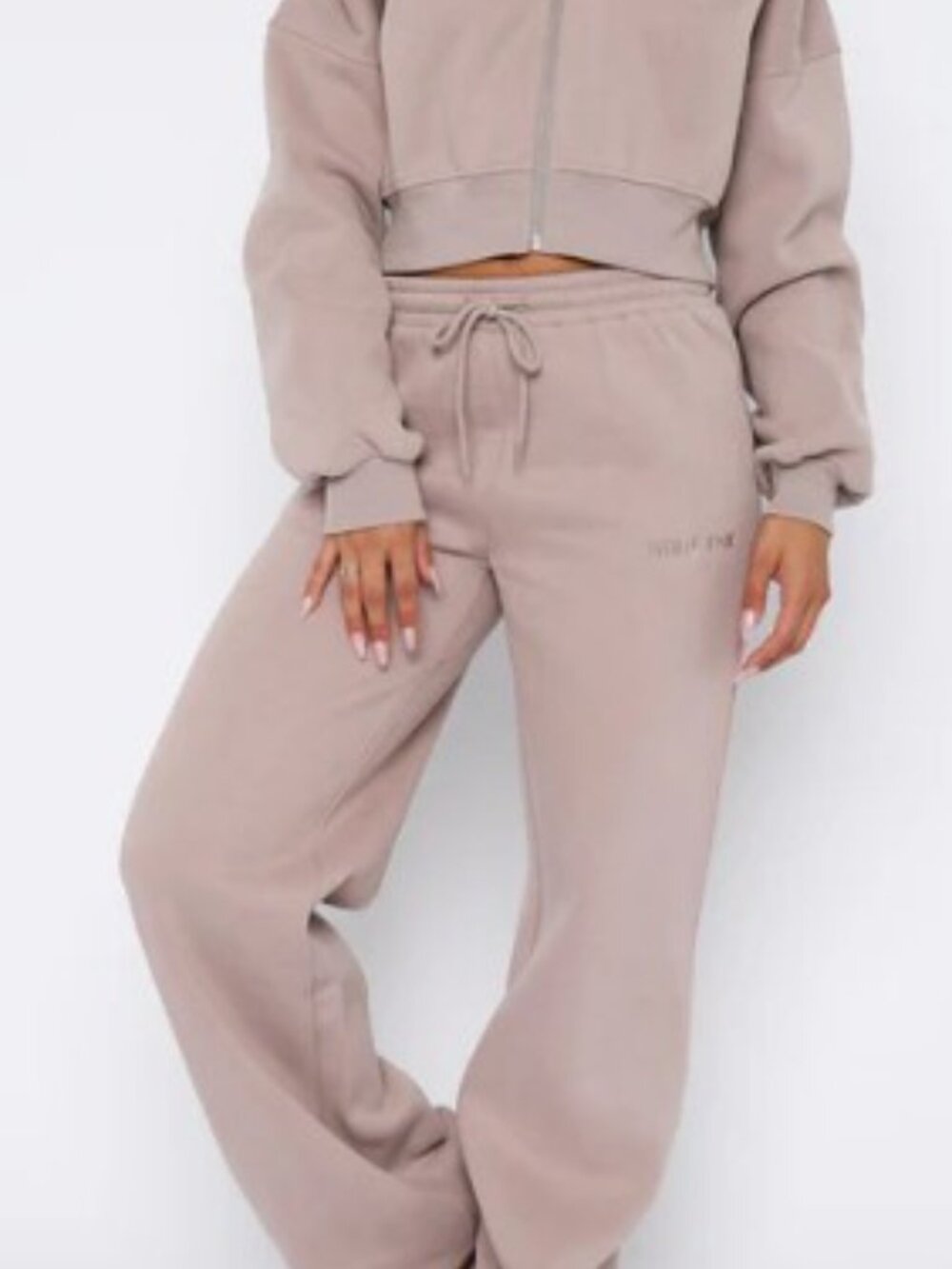 NEW White Fox Stay Lifted Hoodie & Wide Leg Sweatpants Set Cinnamon XS/S - Picture 7 of 7